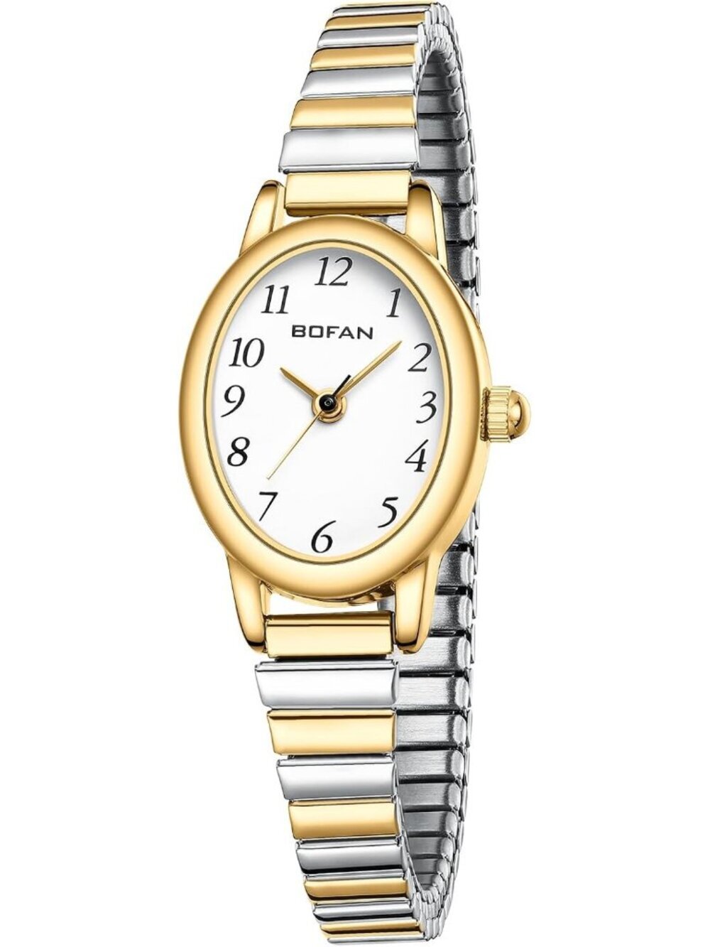 Womens Gold Silver Analog Quartz Stainless Steel Waterproof Bracelet Wrist Watch